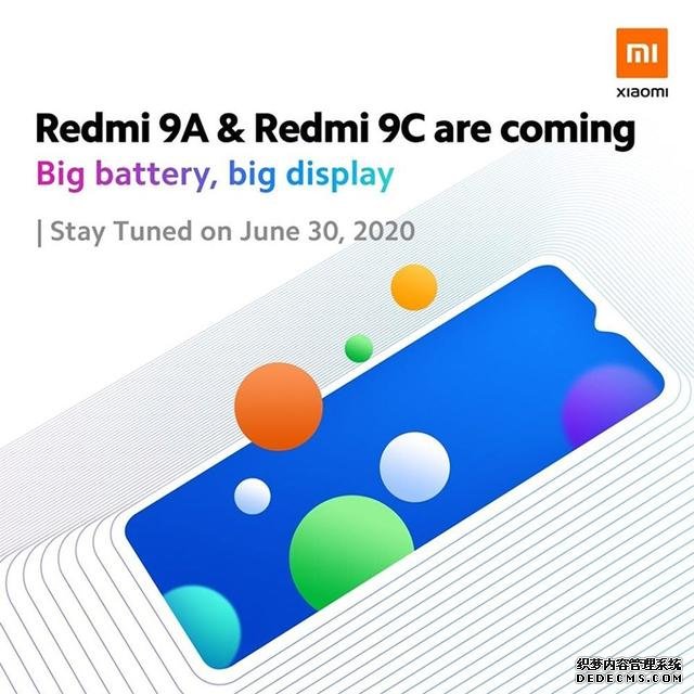 Redmi 9A/9C官宣:6月30日发布 搭载MIUI 12操作系统