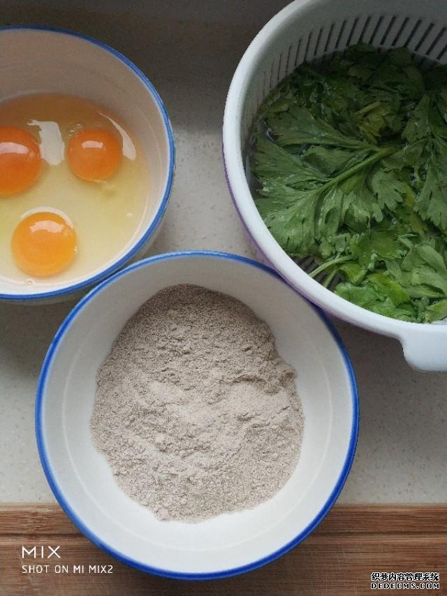 芹菜叶加上荞麦面粉做的早餐饼